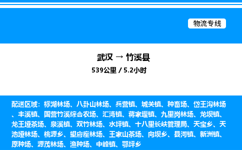 武漢到竹溪縣物流專線-武漢至竹溪縣貨運公司